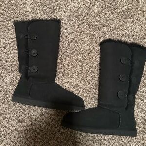 UGG Black Winter Boots with Button Detail
